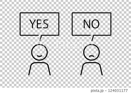 Pictograms of people saying yes and no Pictograms of people saying yes and no 124031177