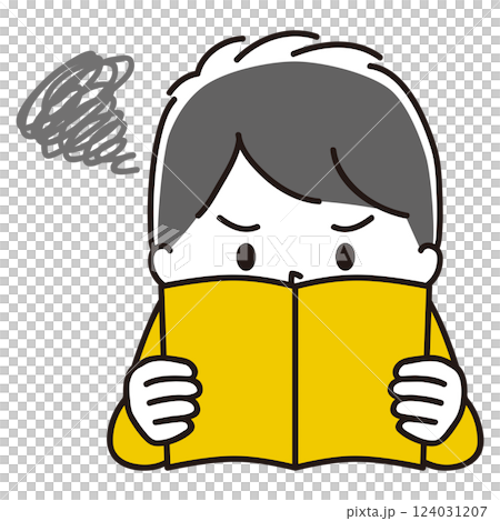 本を読む男の子のイラスト もやもや 黒髪 本を読む男の子のイラスト もやもや 黒髪 124031207