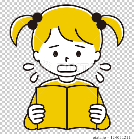 本を読む女の子のイラスト　焦り 124031211