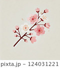 ベージュの優しい雰囲気の桜のイラスト 124031221