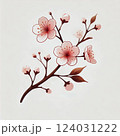 ベージュの優しい雰囲気の桜のイラスト 124031222