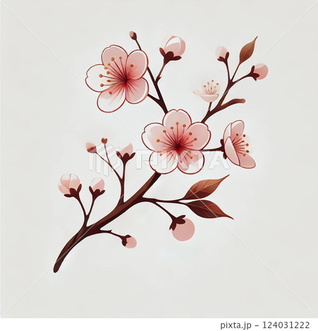 ベージュの優しい雰囲気の桜のイラスト 124031222