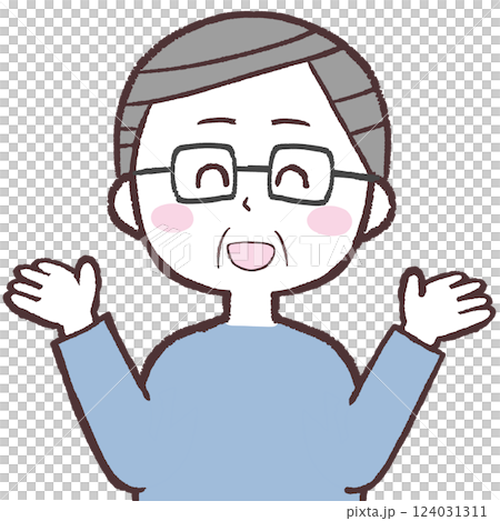 コミュニケーションとるメガネシニア男性イラスト 124031311