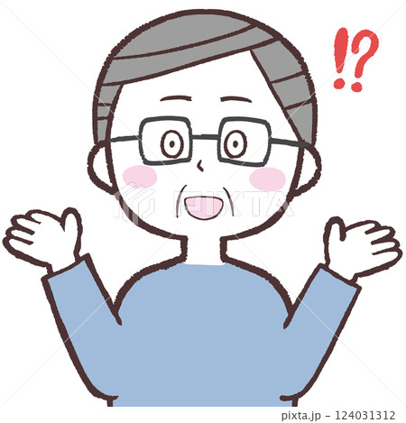 サプライズに驚くメガネシニア男性イラスト 124031312