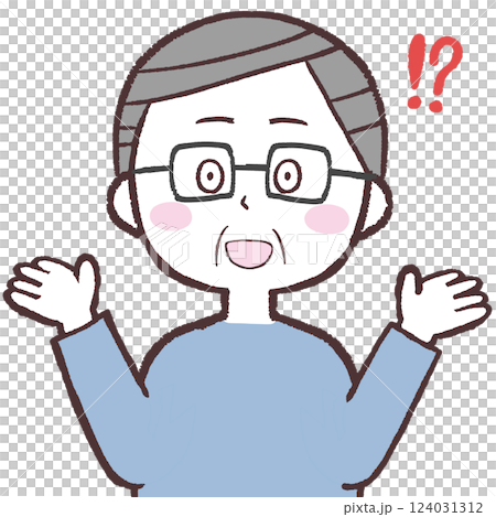 サプライズに驚くメガネシニア男性イラスト 124031312