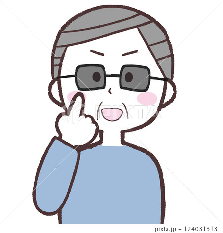 サングラスを指さすシニア男性イラスト 124031313