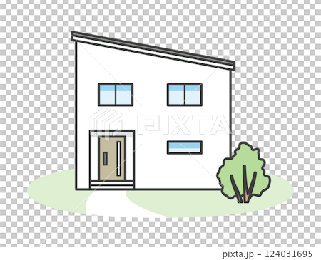 モダンでオシャレな一戸建ての家のイラスト 124031695