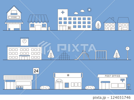 街並み(青バック) 街並み(青バック) 124031746