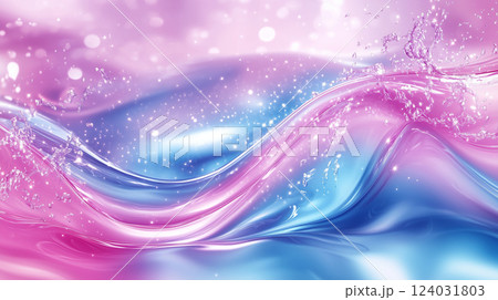 水色とピンクのアブストラクト背景素材（AI生成画像） 124031803