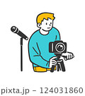 機材を準備する男性のイラスト 124031860