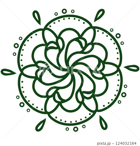 緑色の薔薇のような模様のレース 124032164