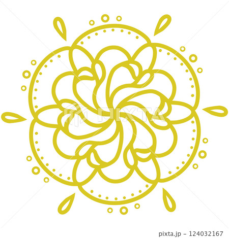 黄色の薔薇のような模様のレース 124032167