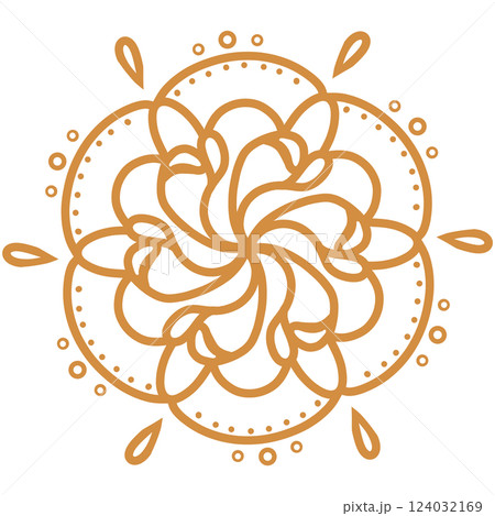 オレンジ色の薔薇のような模様のレース 124032169