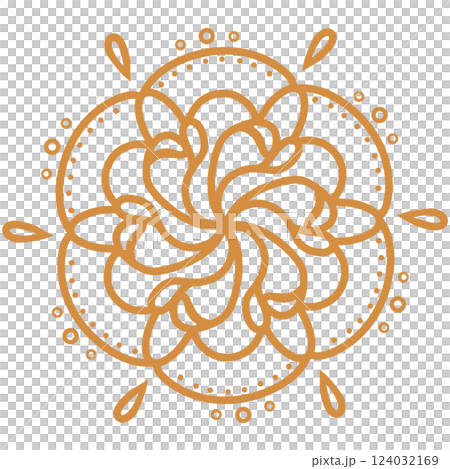 オレンジ色の薔薇のような模様のレース 124032169