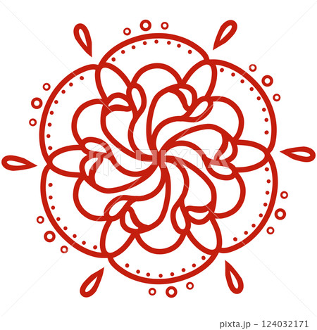 赤い薔薇のような模様のレース 124032171