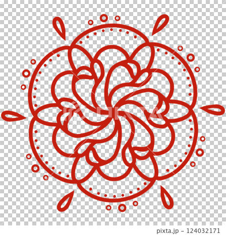 赤い薔薇のような模様のレース 124032171