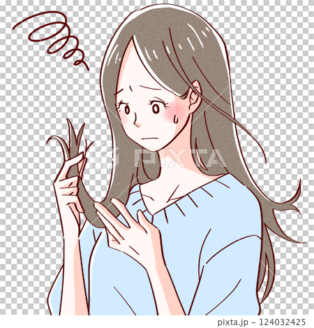 患有分裂頭髮的女人 124032425