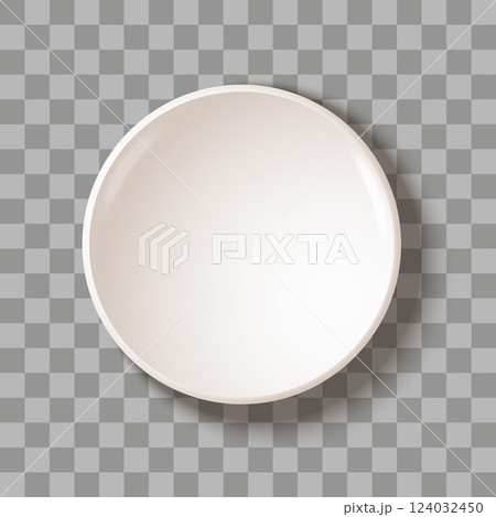 Empty white plate. round plate . Plate for your design. Eps 10. top view,  realistic style. food, advertising 124032450