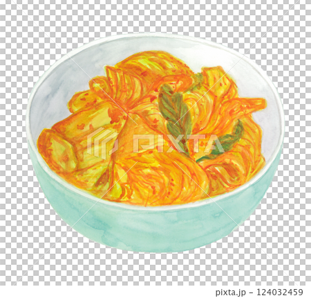 水彩で描いた白菜キムチのイラスト 水彩で描いた白菜キムチのイラスト 124032459