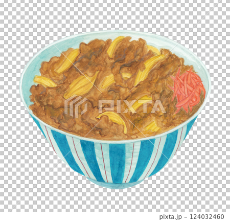 醃薑牛肉飯水彩插圖 醃薑牛肉飯水彩插圖 124032460