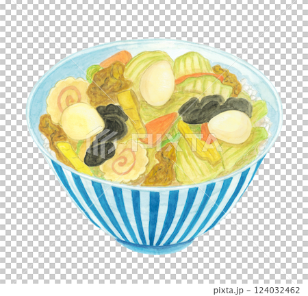 中國飯碗的水彩插圖 124032462