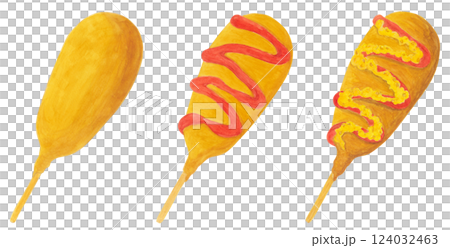 玉米熱狗的水彩插圖 玉米熱狗的水彩插圖 124032463