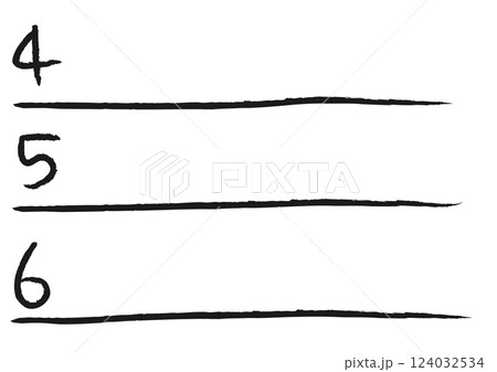 黒の4から6の数字入り見出しラインセット 124032534