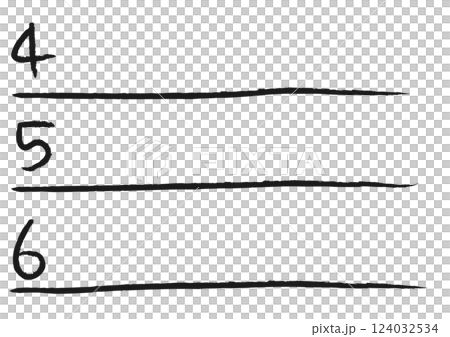 黒の4から6の数字入り見出しラインセット 124032534