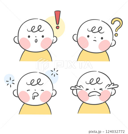 Illustration of a Baby with Various Facial Expressions Illustration of a Baby with Various Facial Expressions 124032772