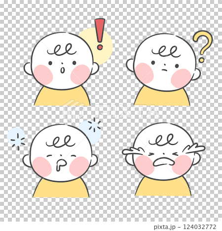 Illustration of a Baby with Various Facial Expressions Illustration of a Baby with Various Facial Expressions 124032772