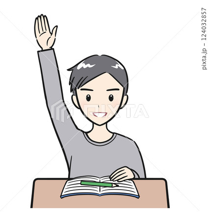 授業中に積極的に手を挙げる小学生の男の子 124032857