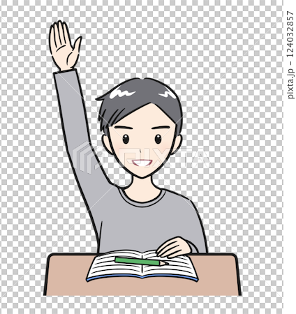 授業中に積極的に手を挙げる小学生の男の子 124032857