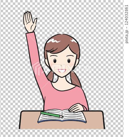 授業中に積極的に手を挙げる小学生の女の子 124032861