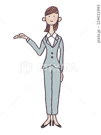 案内するスーツ姿の女性イラスト 124032993