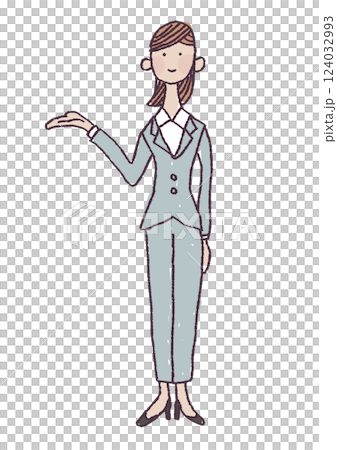 案内するスーツ姿の女性イラスト 124032993