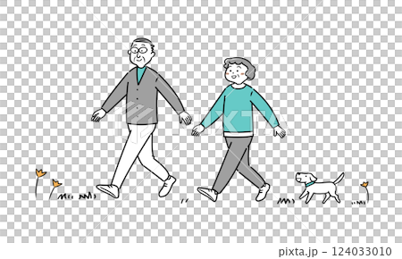 一對老年夫婦進行健康散步 124033010