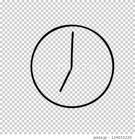 シンプルな手描きの時計 七時のモノクロ単品イラスト シンプルな手描きの時計 七時のモノクロ単品イラスト 124033220