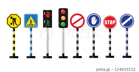 Vector Set of Traffic Signs and Signals for Road Safety 124033512