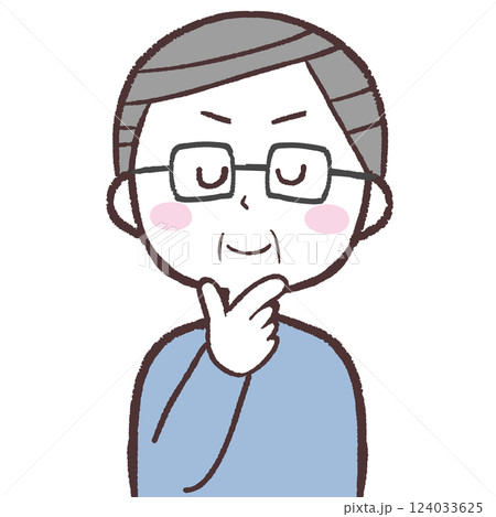 楽しい想像するメガネシニア男性イラスト 124033625