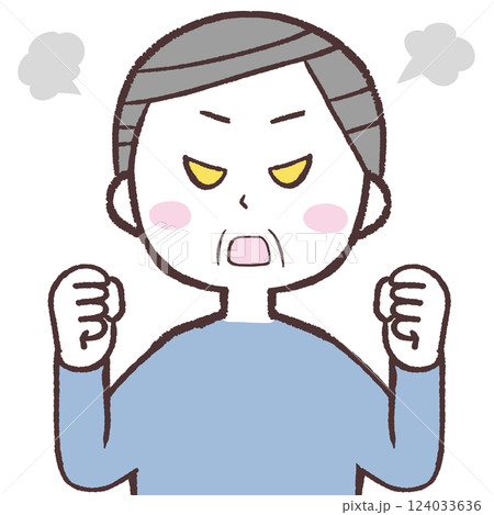 猛抗議するシニア男性イラスト 猛抗議するシニア男性イラスト 124033636