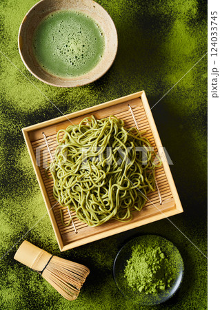 せいろに盛った茶そば せいろに盛った茶そば 124033745
