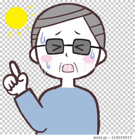 Dazzling sun and senior man wearing sunglasses illustration Dazzling sun and senior man wearing sunglasses illustration 124034037