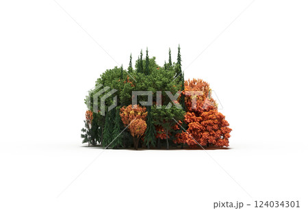 group of trees isolated on a transparent background, forest, sketch, outline illustration, cg render 124034301