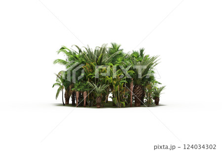 group of trees isolated on a transparent background, forest, sketch, outline illustration, cg render 124034302