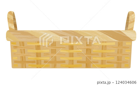 水彩風の横向きバスケットかごのイラスト素材 124034606