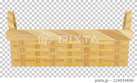 Watercolor illustration of a horizontal basket 124034606