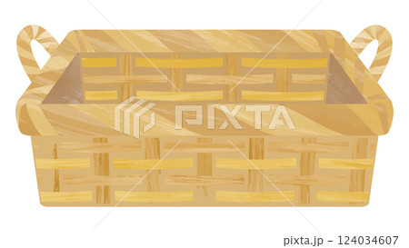 水彩風のバスケットかごのイラスト素材 124034607