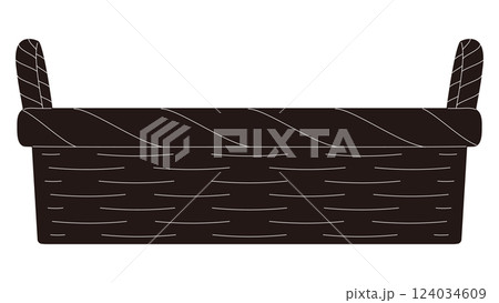 シルエットの横向きバスケットかごのイラスト素材 124034609