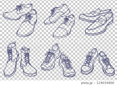 メンズシューズのイラストセット 124034800