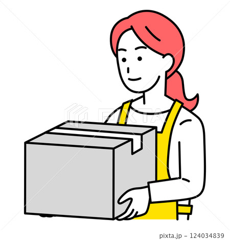 荷物を運ぶ女性の店員 荷物を運ぶ女性の店員 124034839